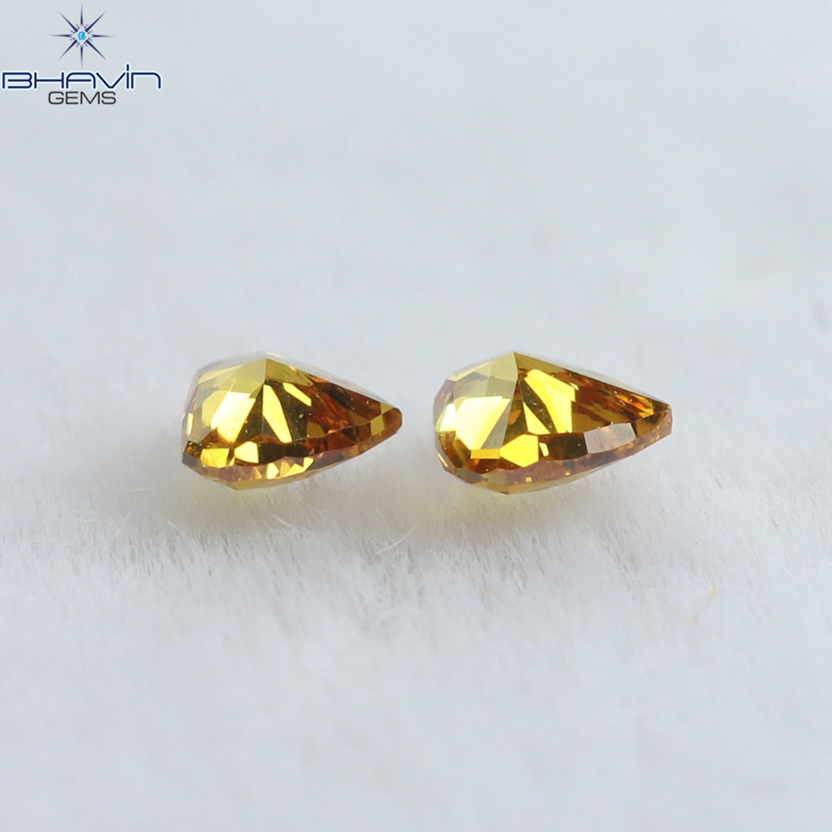 0.10 CT/2 ピース ハートシェイプ ナチュラル ダイヤモンド オレンジ色 VS2 クラリティ (2.47 MM)
