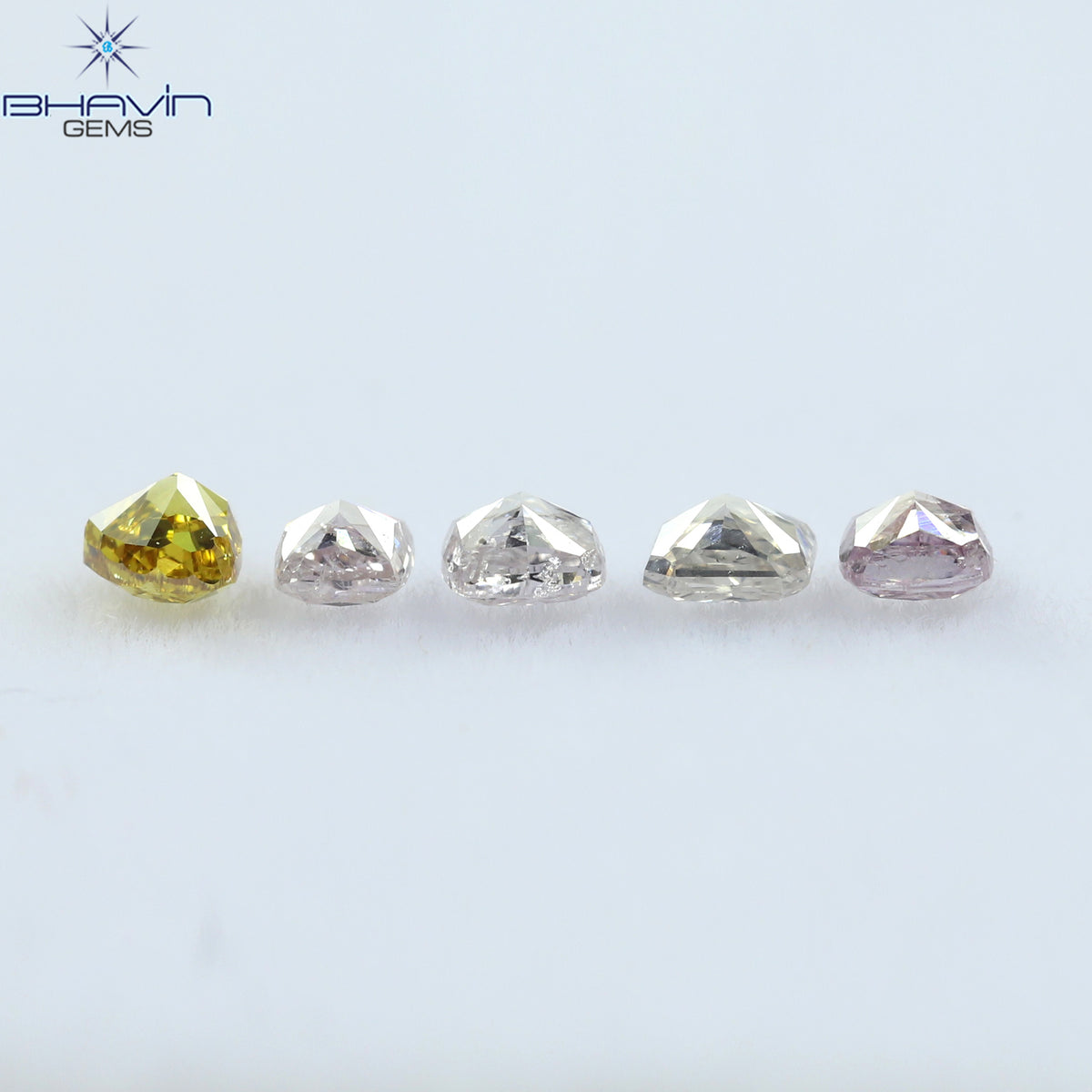 0.49 CT/5 Pcs Natural Cushion Diamond Pink Color Clarity SI2 (2.56 MM)