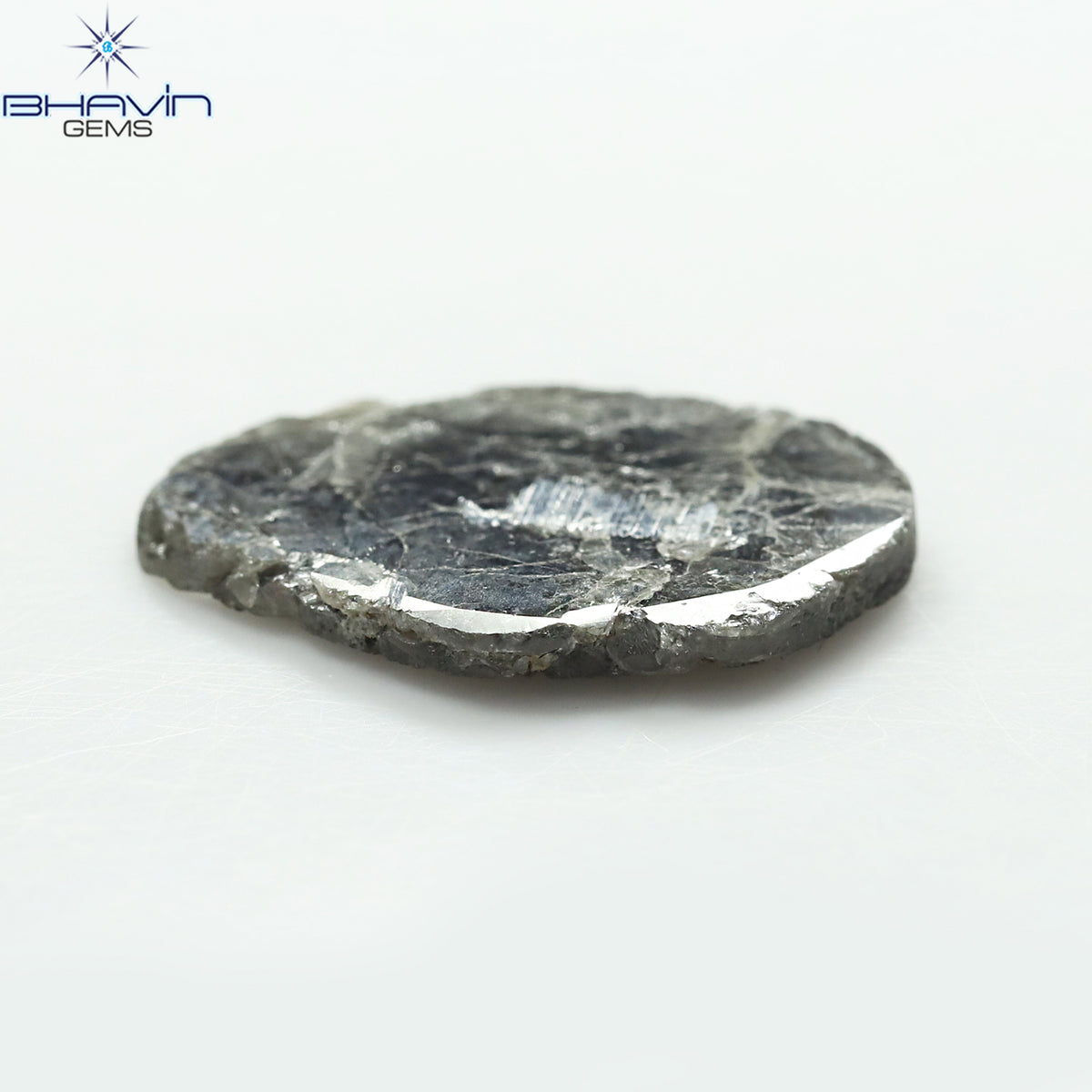 3.64 CT スライス シェイプ ナチュラル ダイヤモンド ソルト アンド ペッパー カラー I3 クラリティ (16.66 MM)