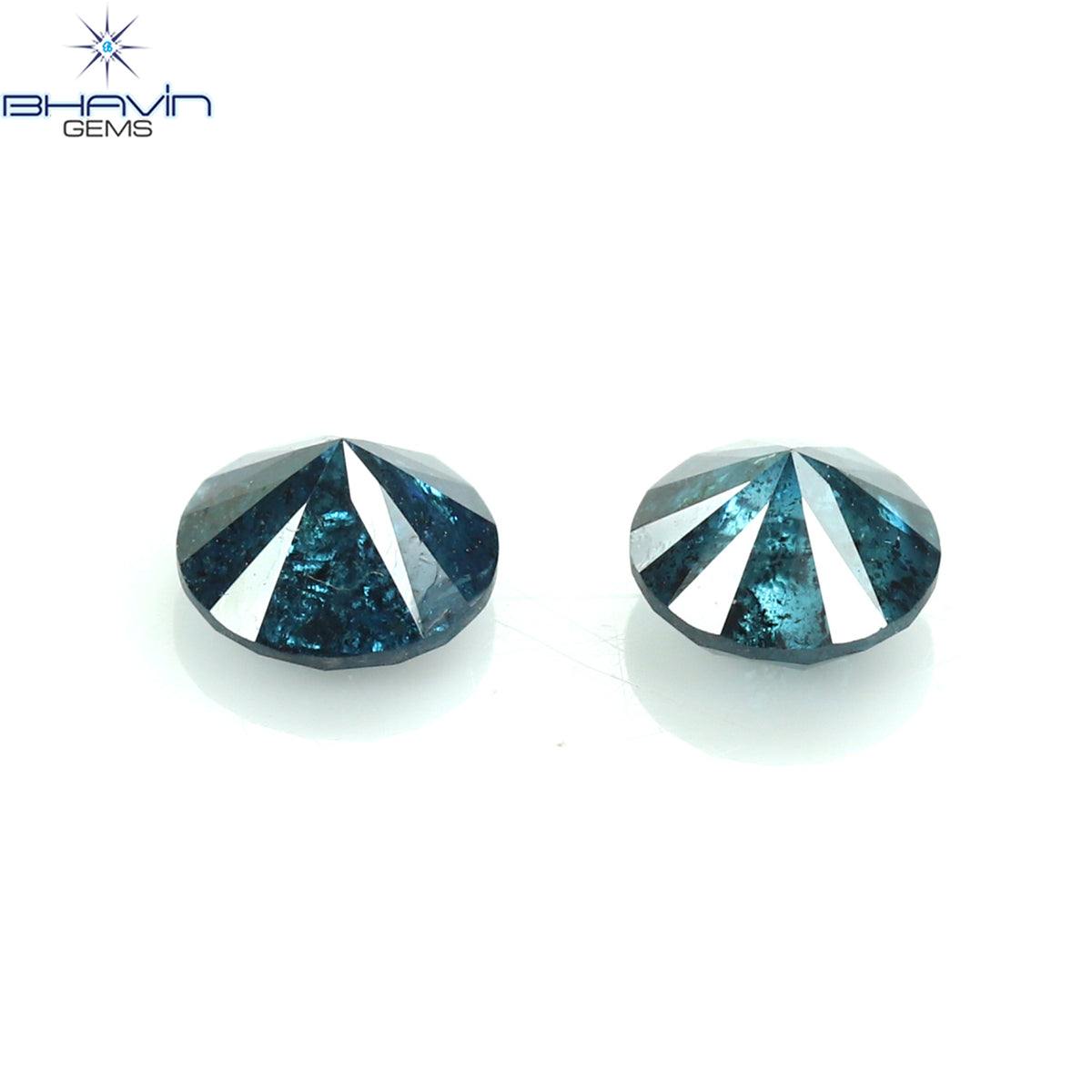 0.67 CT/2 Pcs Natural Round Diamond Enhanced Blue Color Clarity I3 (4.28 MM)