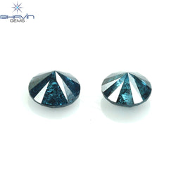 0.67 CT/2 Pcs Round Diamond Blue Diamond Natural Diamond I3 Clarity (4.28 MM)