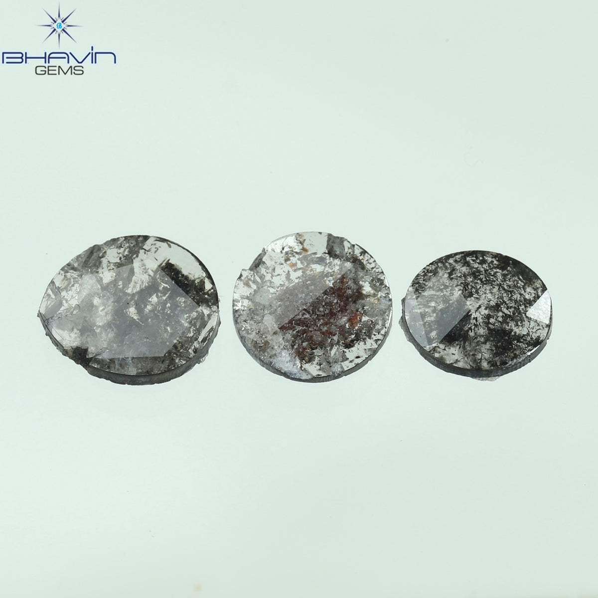 1.16 CT/3 Pcs Natural Mix Slice Diamond Salt And Pepper Color Clarity I3 (7.00 MM)