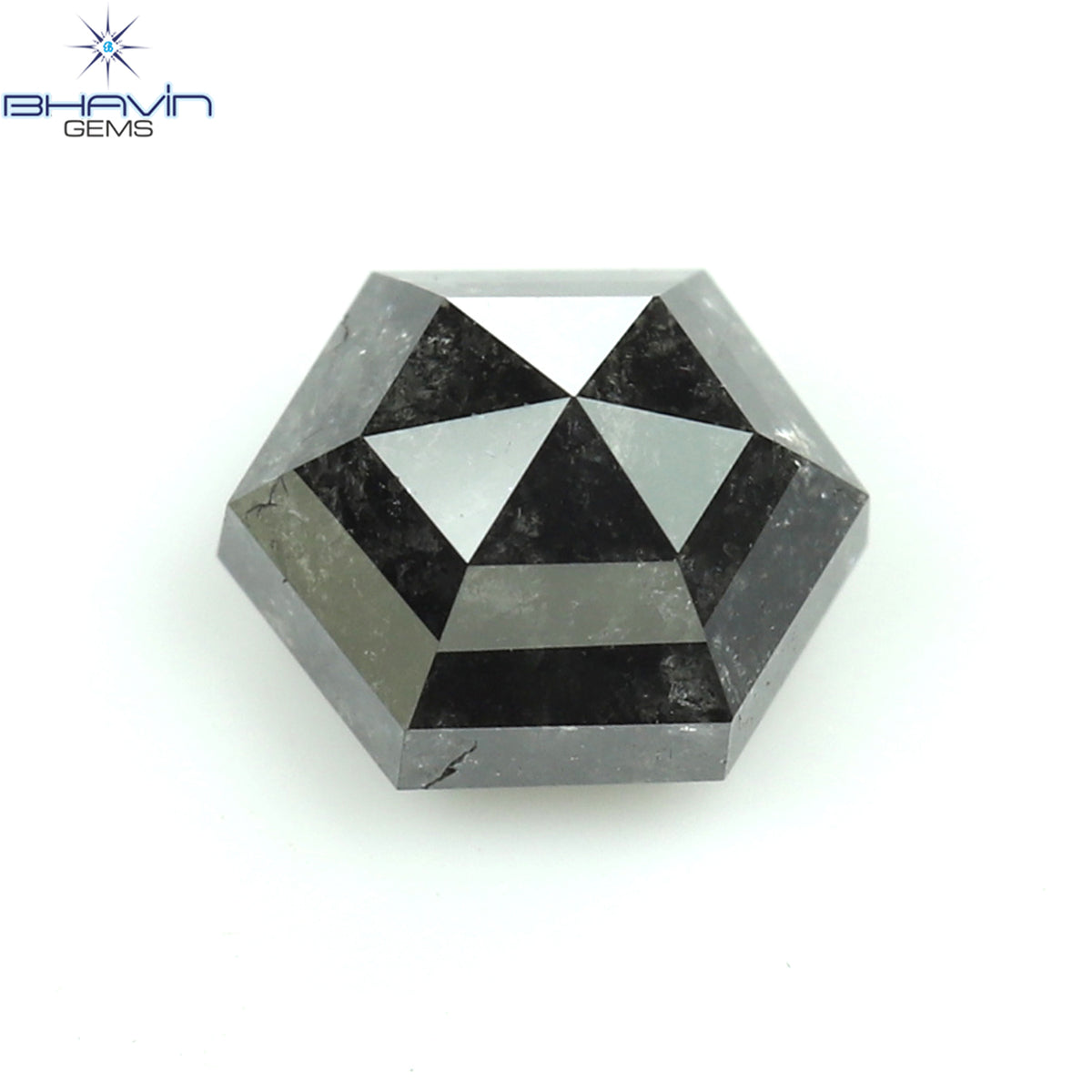 0.62 CT Natural Hexagon Diamond Salt And Pepper Color Clarity I3 (5.09 MM)