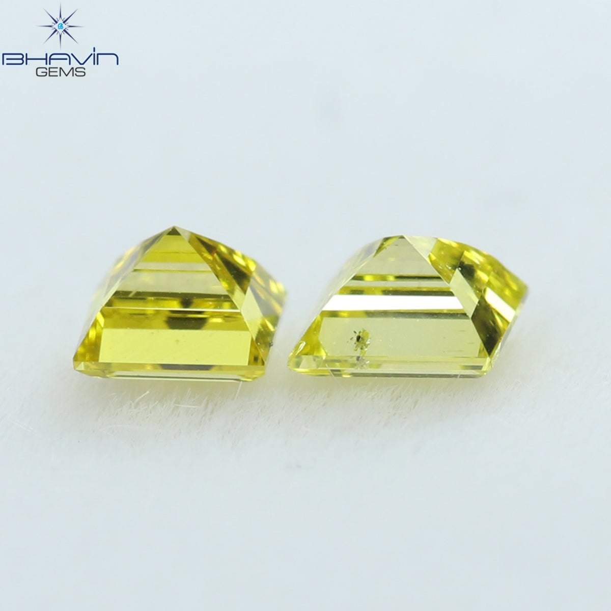 0.23 CT/2 ピース スクエア カット 天然ダイヤモンド エンハンスト イエロー カラー VS-SI クラリティ (2.75 MM)