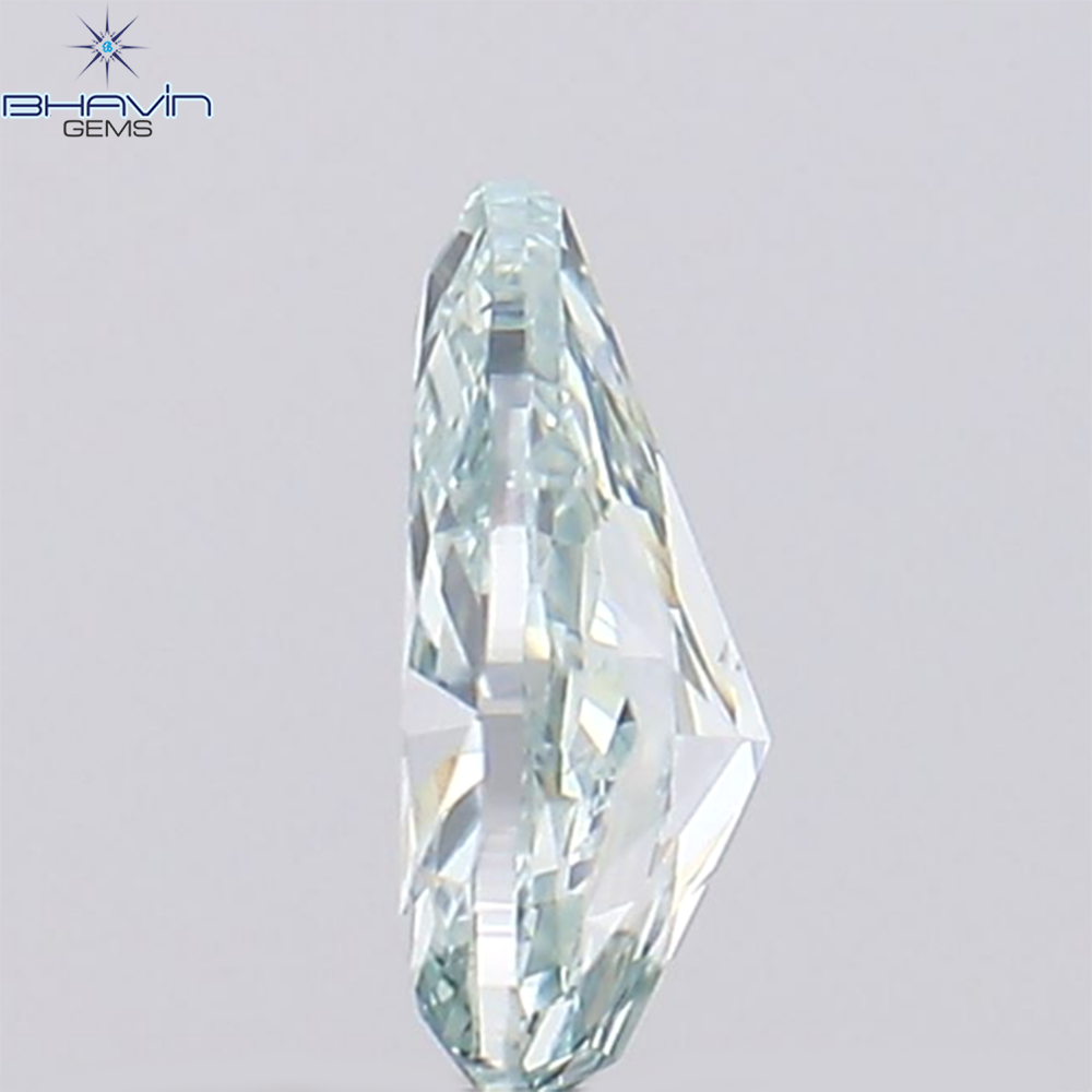 0.27 CT Natural Pear Diamond Enhanced Greenish Blue Color Clarity SI1 (5.31 MM)