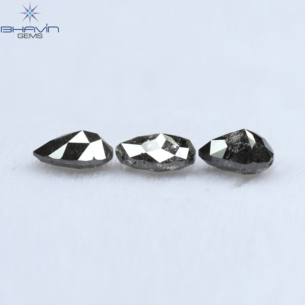 0.95 CT/3 Pcs Natural Pear Diamond Salt And Pepper Color Clarity I3 (5.02 MM)