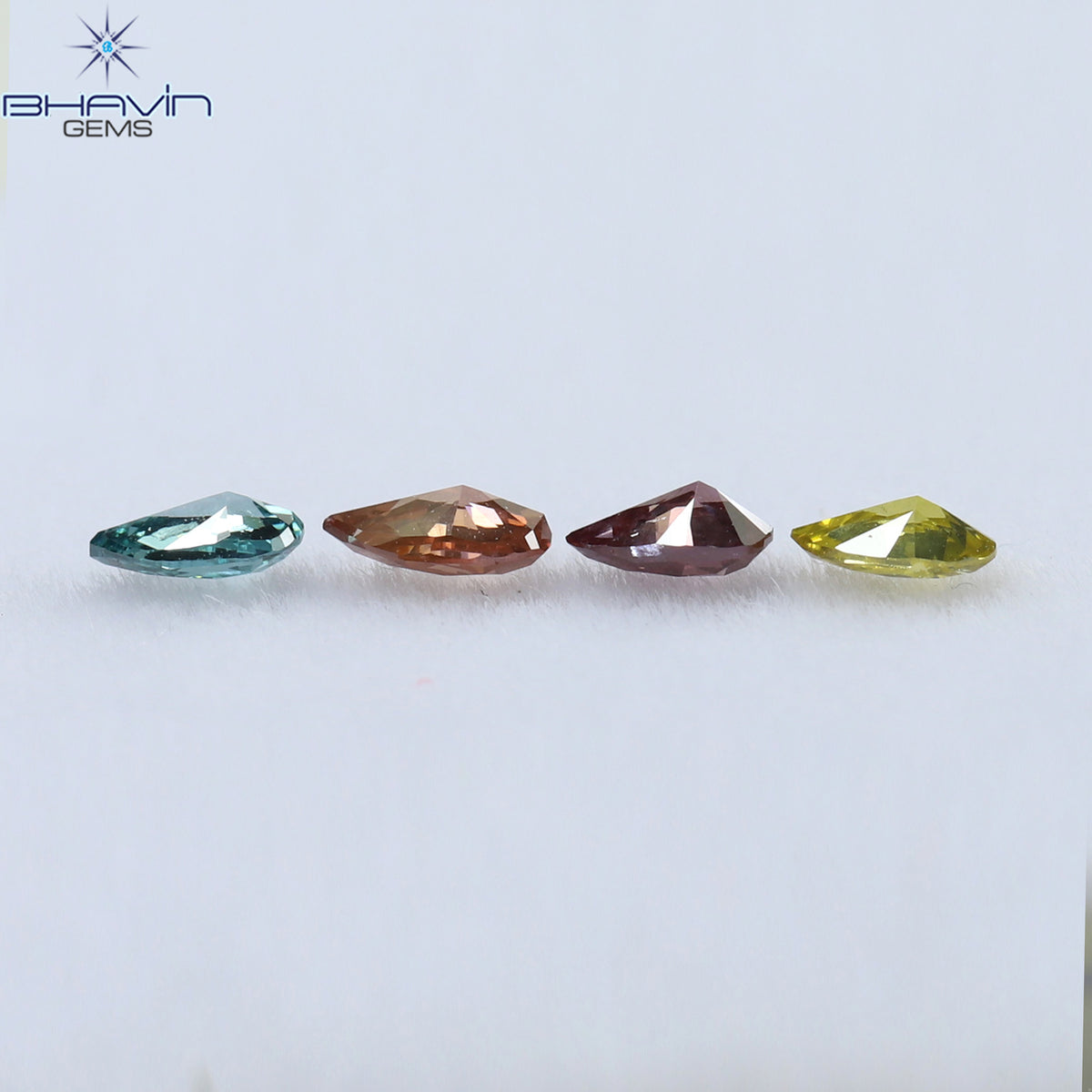 0.31 CT/4 Pcs Natural Pear Diamond Enhanced Mix Fancy Color Clarity SI1 (3.92 MM)
