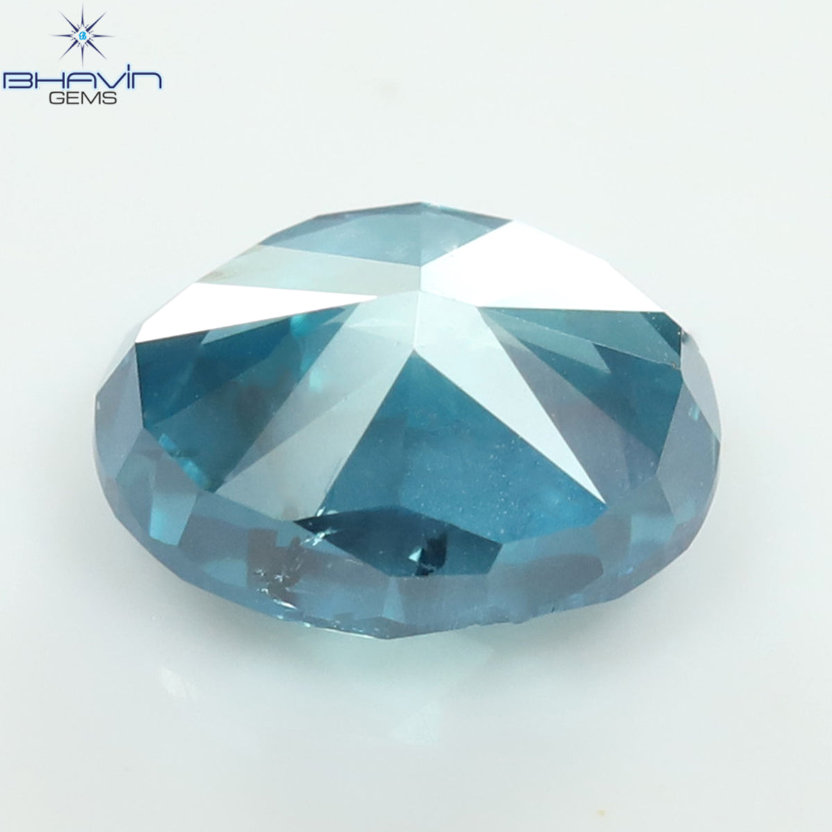 0.65 CT Oval Natural Diamond Enhanced Greenish Blue Color Clarity SI1 (5.70 MM)