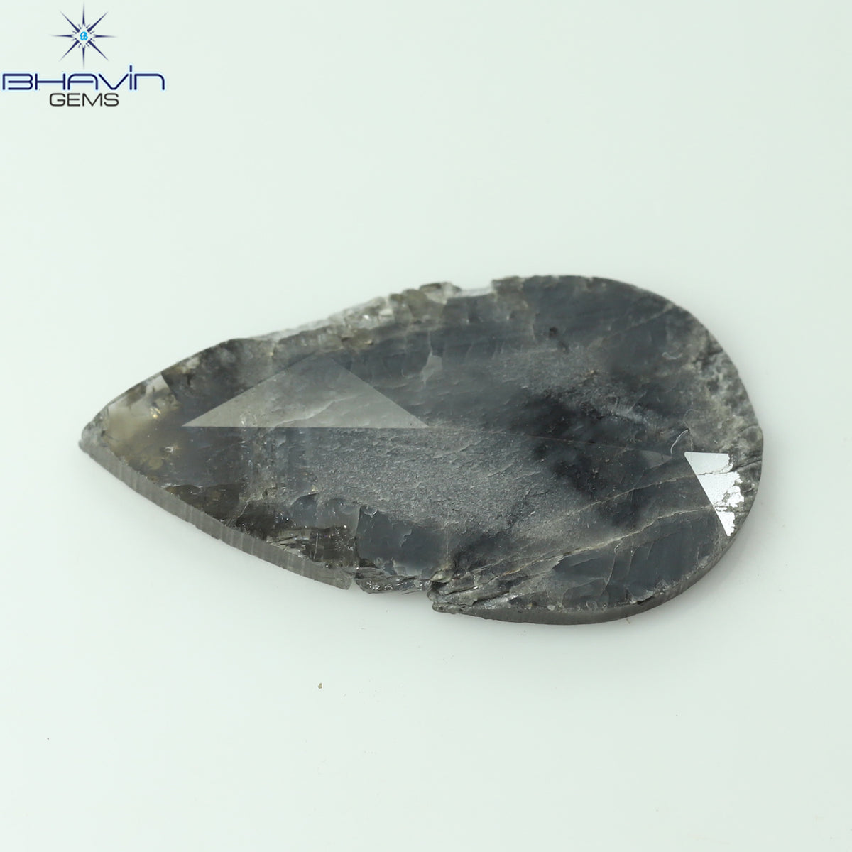 4.68 CT Natural Pear Slice Diamond Gray Color Clarity I3 (22.00 MM)