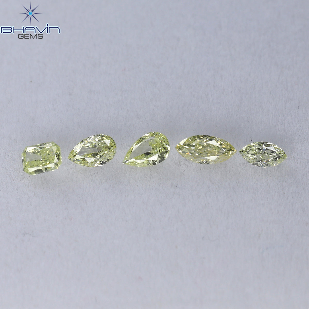 0.49 CT/5 ピース ミックス シェイプ ナチュラル ダイヤモンド イエロー カラー SI2 クラリティ (2.20 MM)