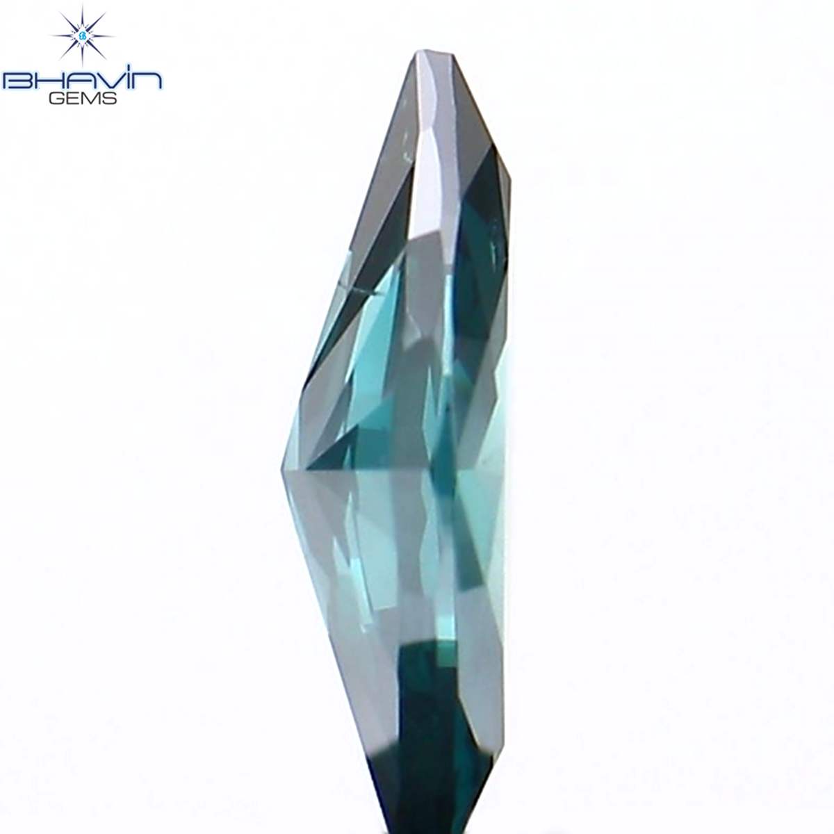 0.11 CT マーキス シェイプ ナチュラル ダイヤモンド グリーンがかったブルー カラー VVS1 クラリティ (4.91 MM)