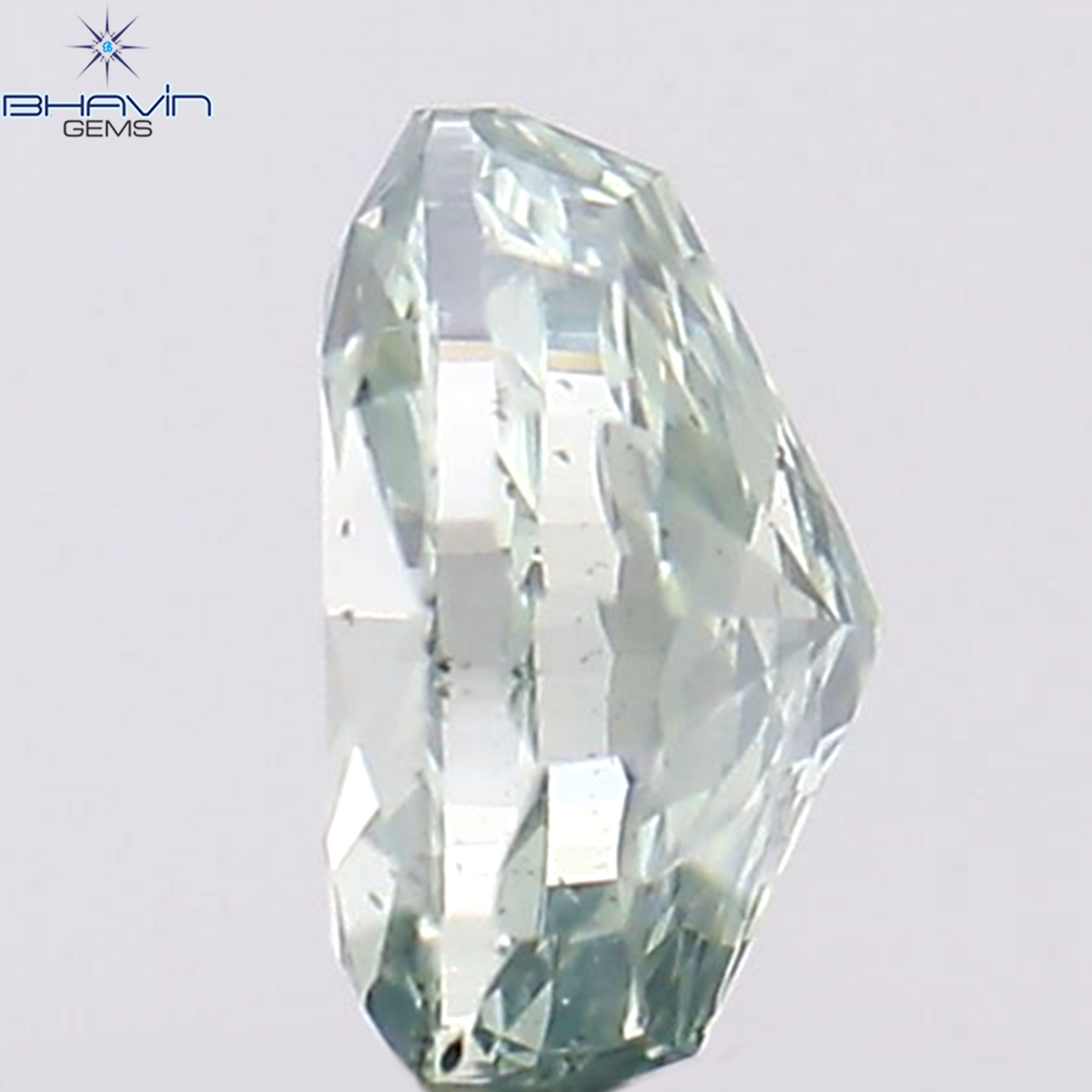 0.10 CT オーバルシェイプ ナチュラル ダイヤモンド ブルーイッシュ グリーン カラー VS1 クラリティ (3.57 MM)