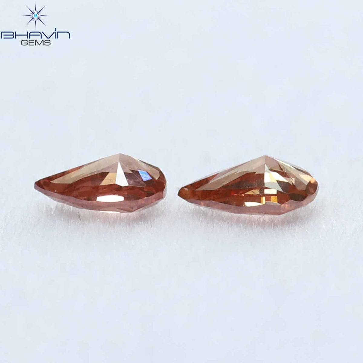 0.17 CT/2 Pcs Natural Pear Diamond Enhanced Pink Color Clarity SI1 (3.85 MM)