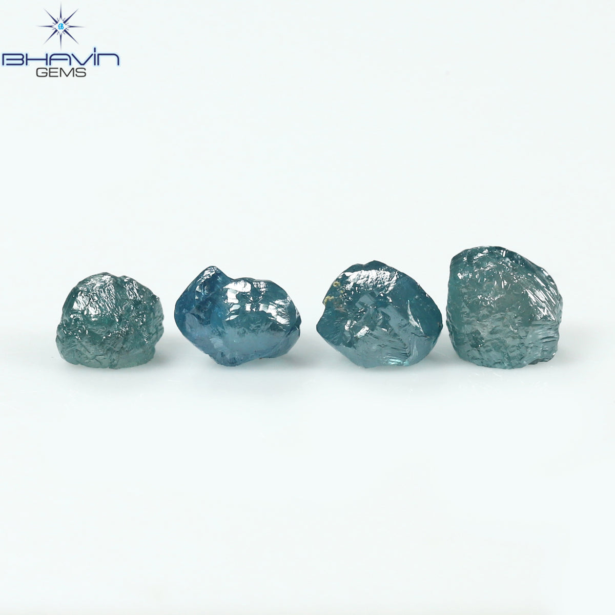 1.83 CT/4 Pcs Natural Rough Diamond Enhanced Blue Color Clarity I3 (4.46 MM)