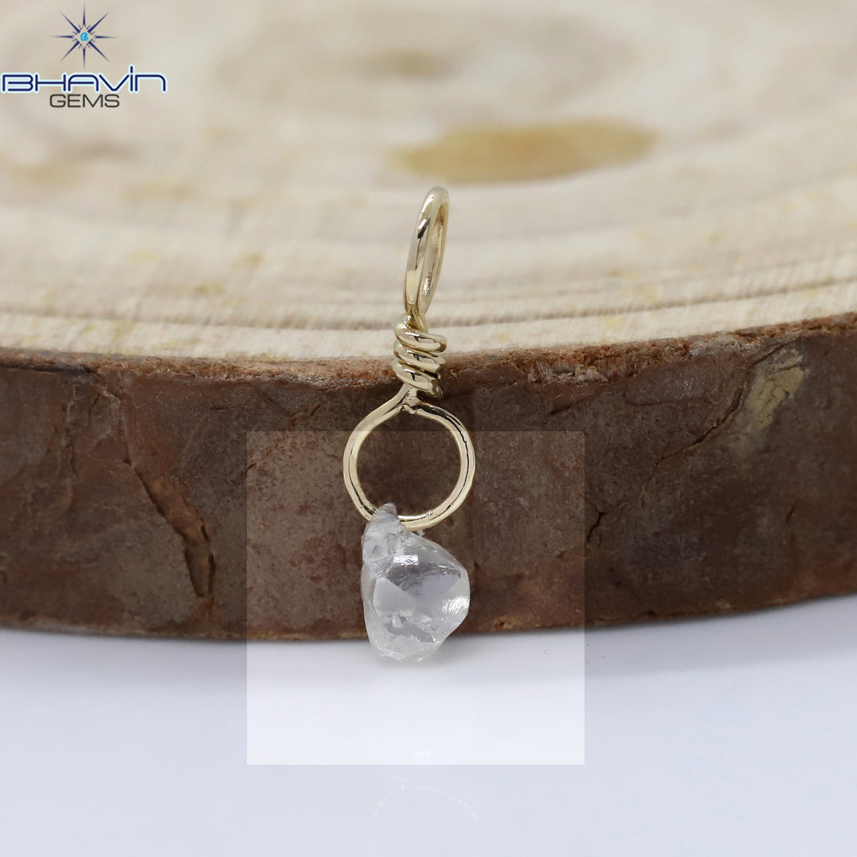 Diamond Pendant Rough Diamond White Gray Diamond Yellow Gold Pendant Bridal Necklace Pendant