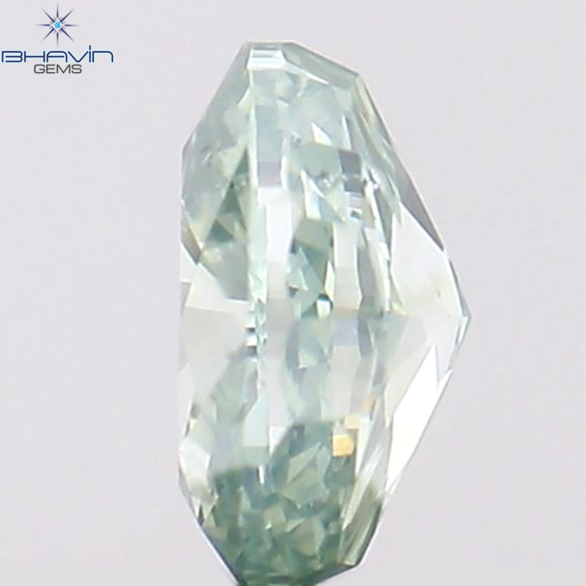 0.10 CT オーバルシェイプ ナチュラル ダイヤモンド ブルーイッシュ グリーン カラー VS1 クラリティ (3.57 MM)