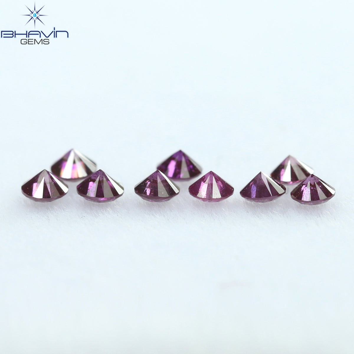 0.24 CT/9 PCS ラウンド ダイヤモンド ピンク色 天然ダイヤモンド I1 クラリティ (1.90 MM)