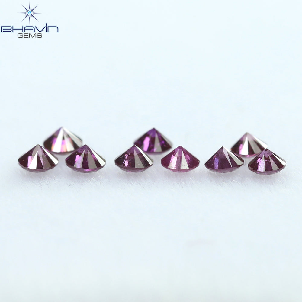 0.24 CT/9 PCS Round Diamond Pink Color Natural Diamond I1 Clarity (1.90 MM)