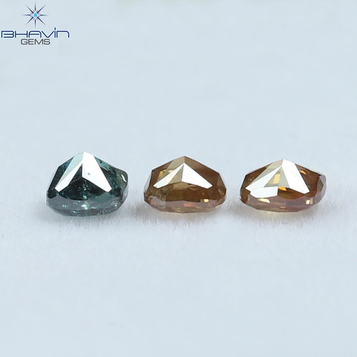 0.56 CT/3 Pcs Natural Cushion Diamond Enhanced Pink Blue Color Clarity I2 (3.18 MM)