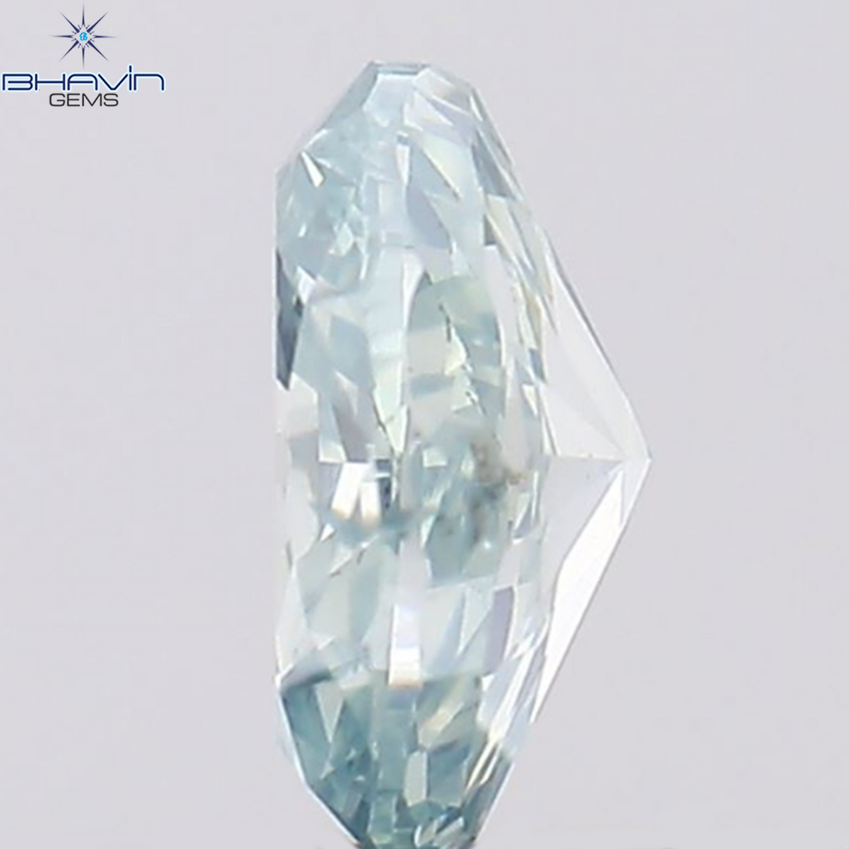 0.37 CT オーバル シェイプ ナチュラル ダイヤモンド グリーンがかったブルー カラー SI1 クラリティ (5.36 MM)