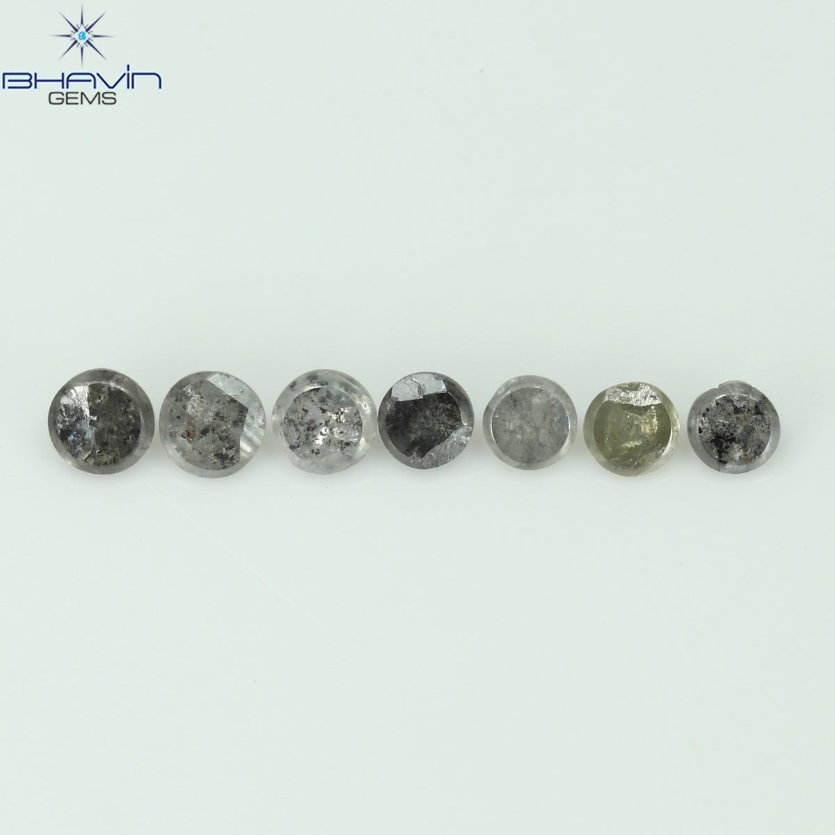 0.46 CT/7 Pcs Natural Uncut Diamond Salt And Pepper Color Clarity I3 (2.50 MM)
