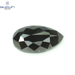 0.60 CT Pear Shape Natural Diamond Black Color Opaque Clarity (7.38 MM)