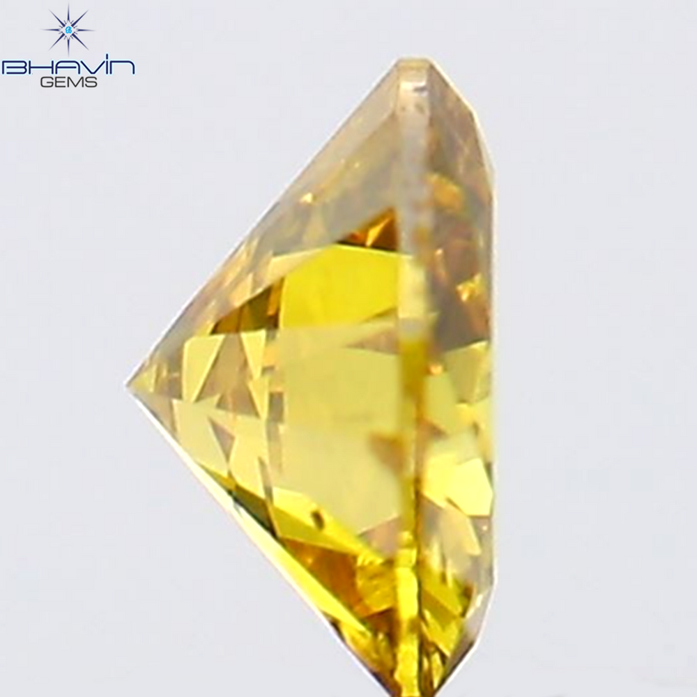 0.18 CT Round Shape Natural Diamond Vivid Yellow (Canary) Color SI1 Clarity (3.58 MM)