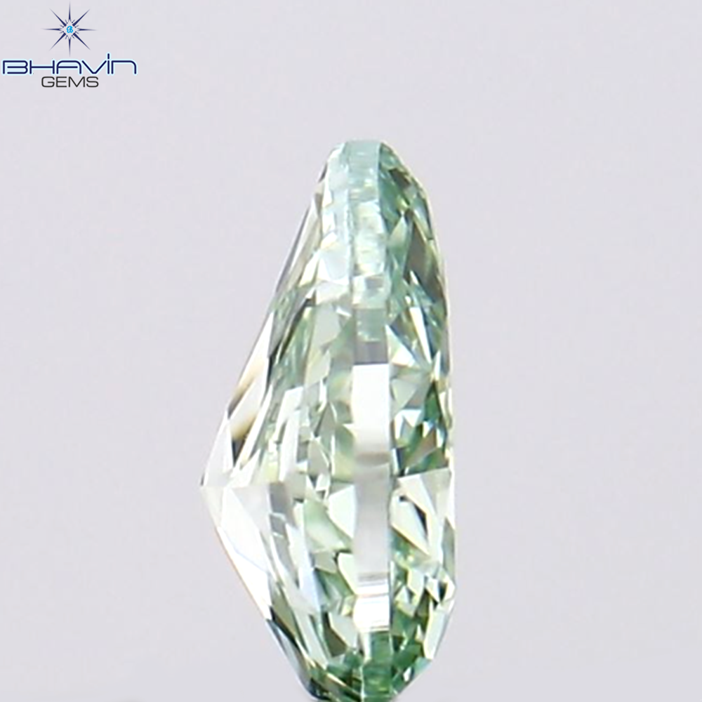 0.15 CT ペアシェイプ ナチュラル ダイヤモンド ブルーイッシュ グリーン カラー VS1 クラリティ (4.02 MM)