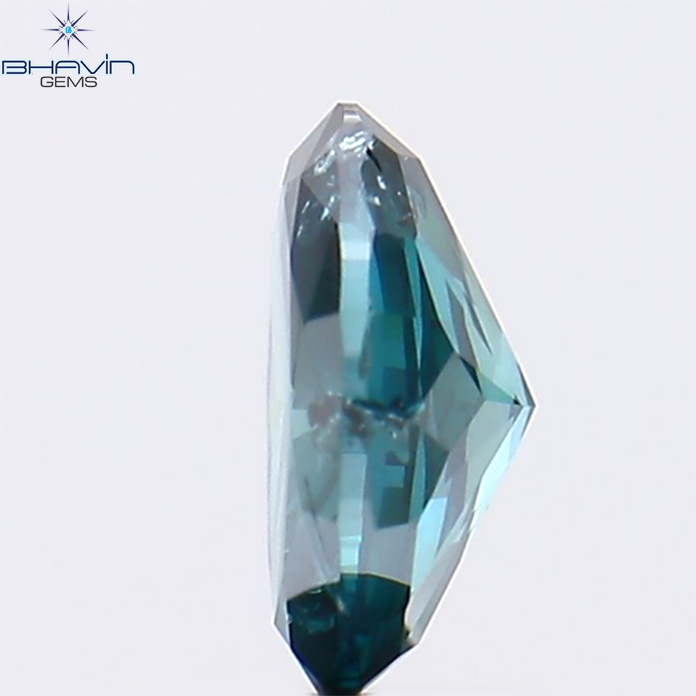0.42 CT Natural Oval Diamond Enhanced Greenish Blue Color Clarity SI2 (5.66 MM)