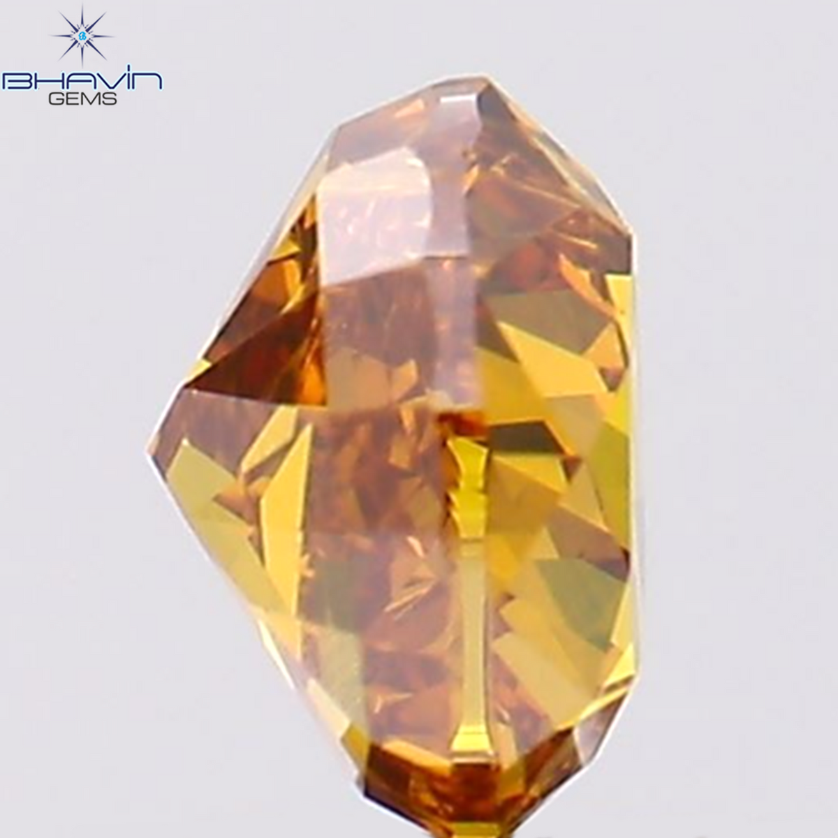 0.74 CT Natural Heart Diamond Enhanced Orange Color Clarity VS2 (5.75 MM)