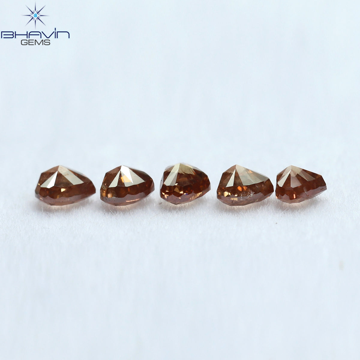 0.64 CT/5 ピース ハートシェイプ ナチュラル ルース ダイヤモンド ピンク カラー SI1 クラリティ (3.20 MM)