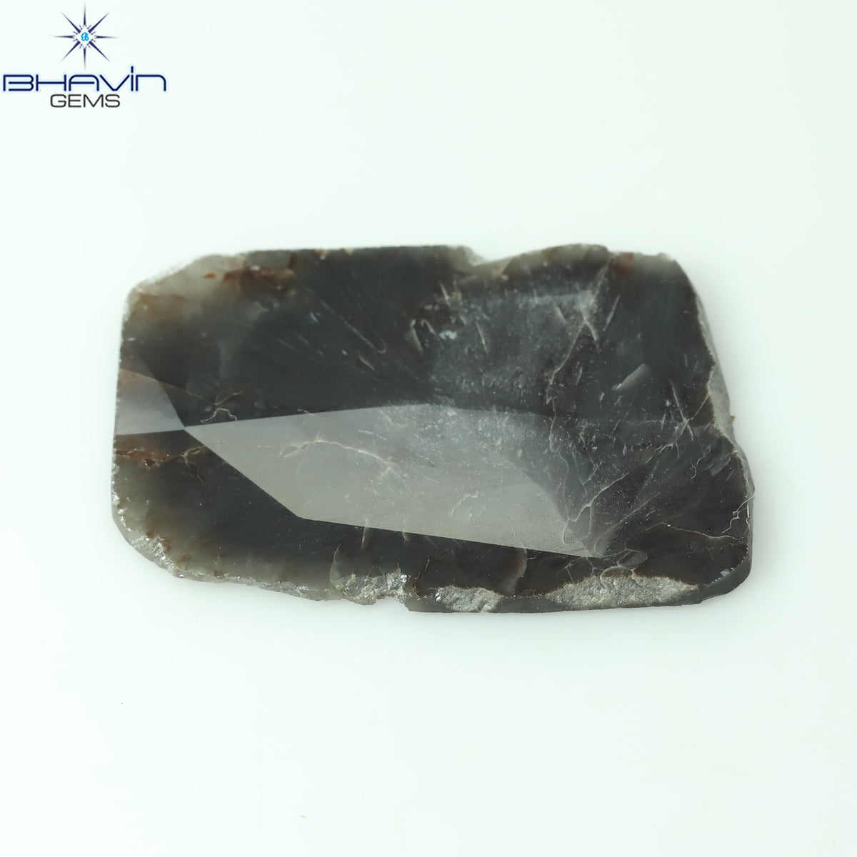 5.75 CT スライス シェイプ ナチュラル ダイヤモンド ブラウン グレー カラー I3 クラリティ (22.00 MM)