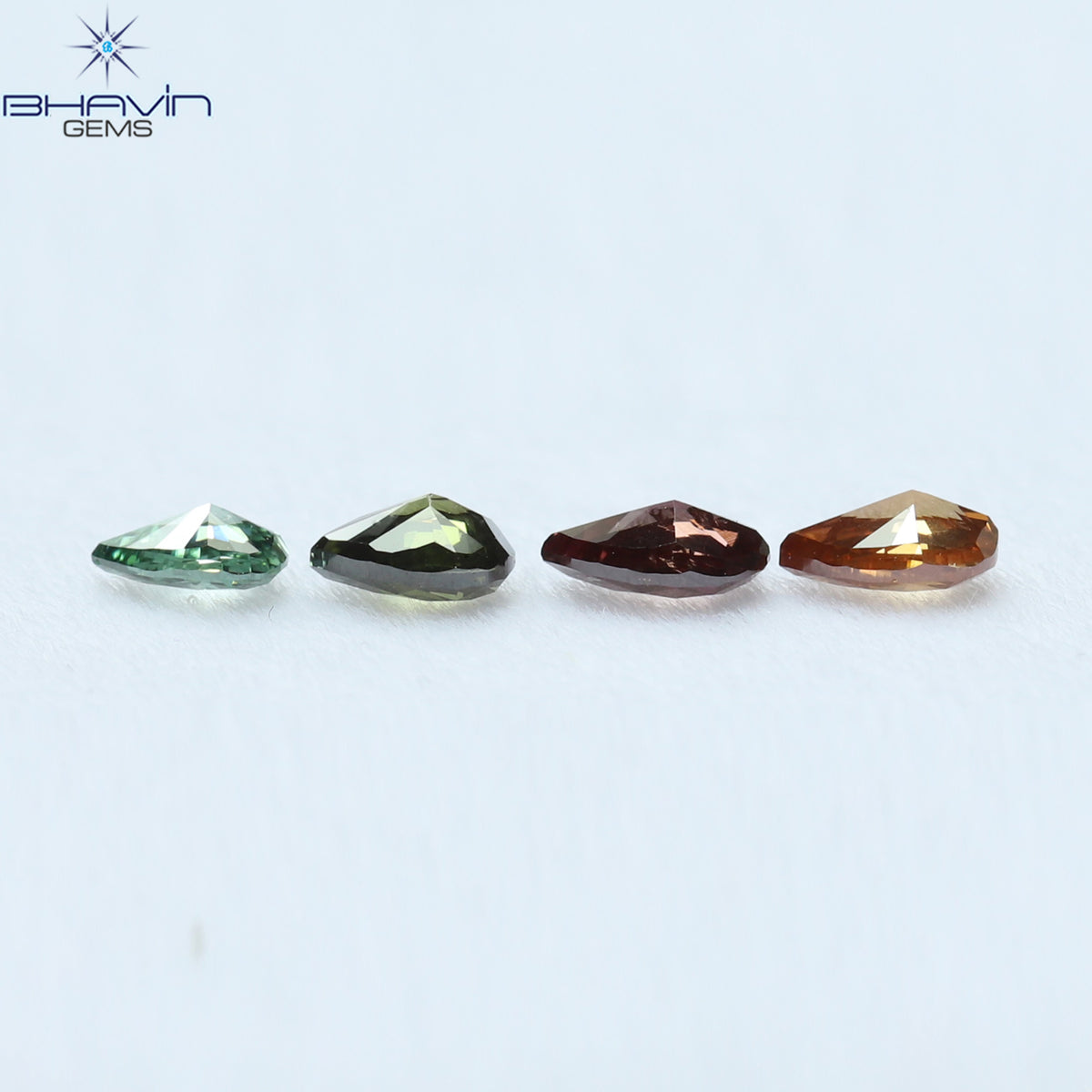 0.46 CT/4 Pcs Natural Pear Diamond Enhanced Mix Fancy Color Clarity VS2 (4.06 MM)