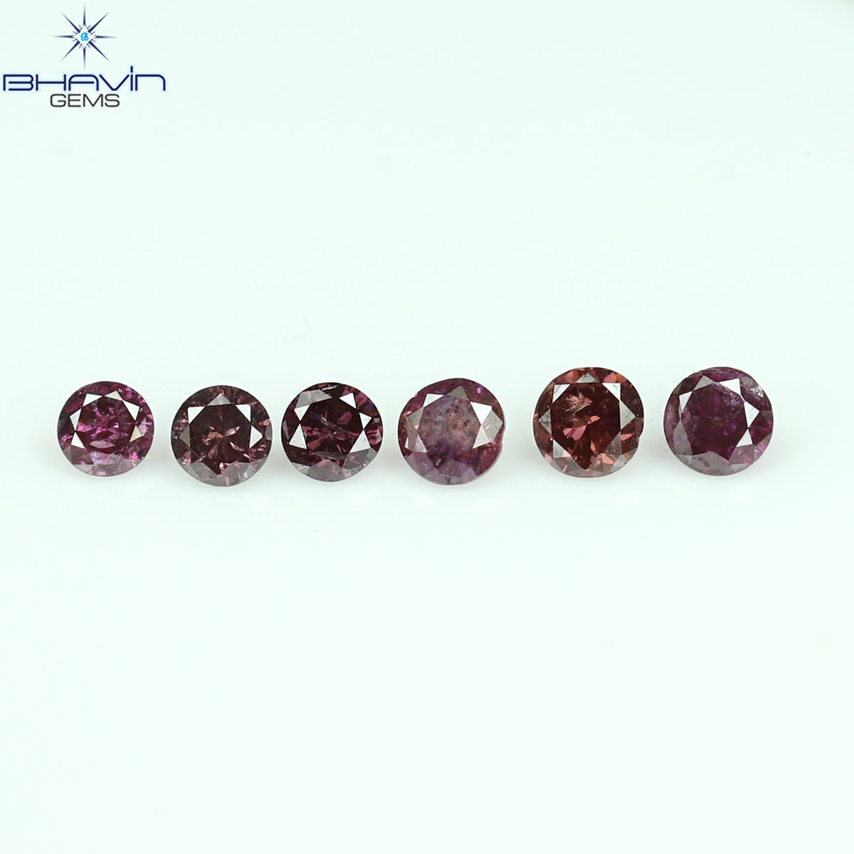 0.26 CT/6 Pcs Natural Round Diamond Enhanced Pink Color Clarity I1 (2.25 MM)