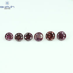 0.26 CT/6 Pcs Round Shape Natural Loose Diamond Pink Color I1 Clarity (2.25 MM)