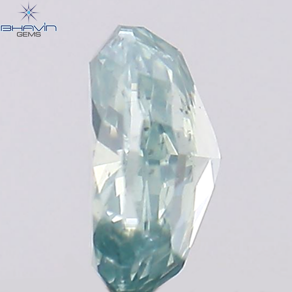 0.37 CT オーバル シェイプ ナチュラル ダイヤモンド グリーンがかったブルー カラー SI1 クラリティ (5.36 MM)