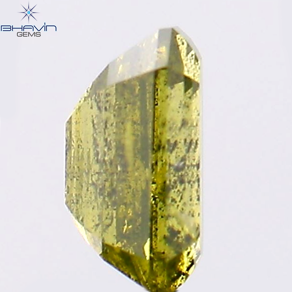 0.69 CT Emerald Shape Natural Diamond Enhanced Green Color I1 Clarity (5.70 MM)