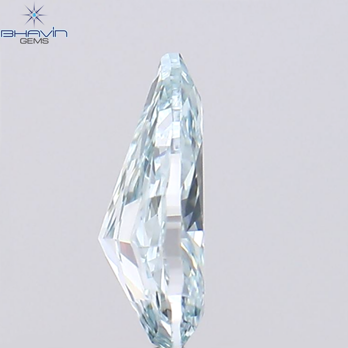0.37 CT ペアシェイプ ナチュラル ダイヤモンド グリーンがかったブルー カラー VS1 クラリティ (6.00 MM)