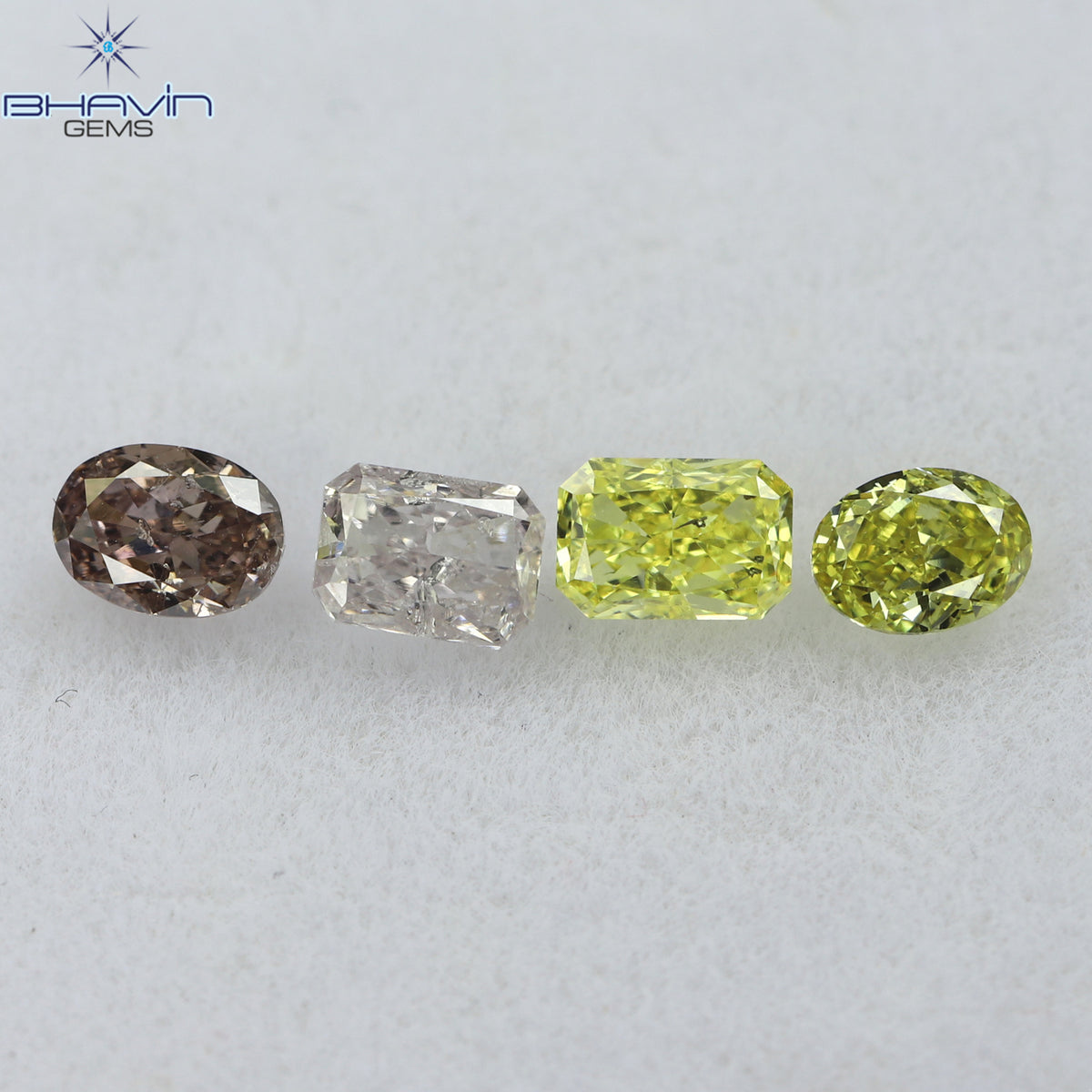 0.74 CT/4 ピース ミックス シェイプ ナチュラル ダイヤモンド ピンク イエロー カラー VS-SI クラリティ (3.80 MM)