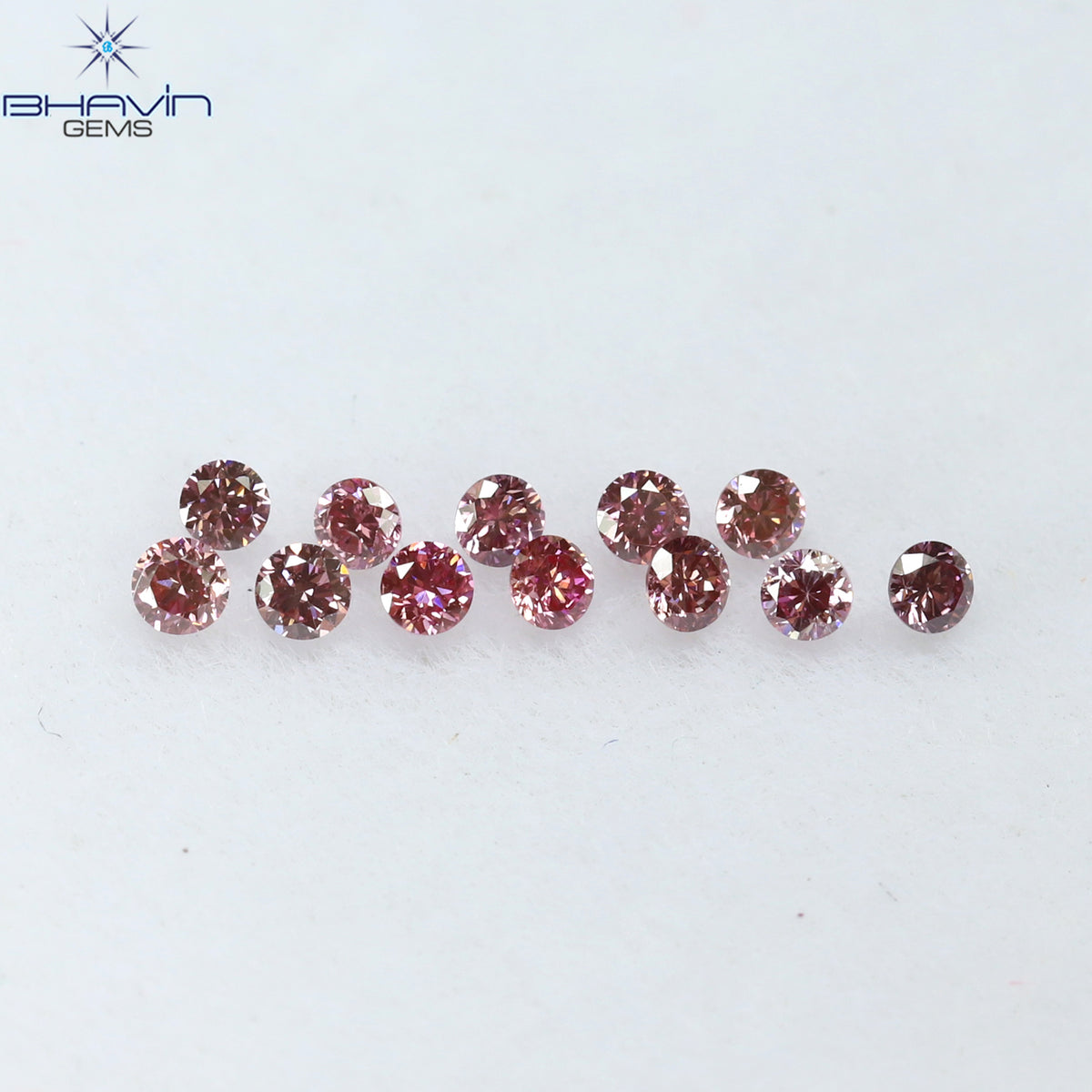 0.18 CT/12 PCS ラウンド ダイヤモンド エンハンスト ピンク カラー ナチュラル ダイヤモンド I3 クラリティ (1.50 MM)