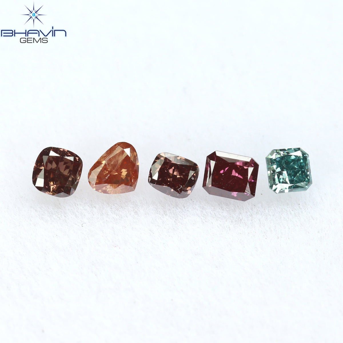 0.28 CT/5 ピース ミックス シェイプ ナチュラル ダイヤモンド ピンク色 SI2 クラリティ (2.40 MM)