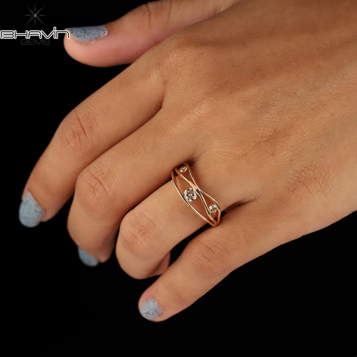 Trio Natural Diamond Criss-Cross Statement Ring