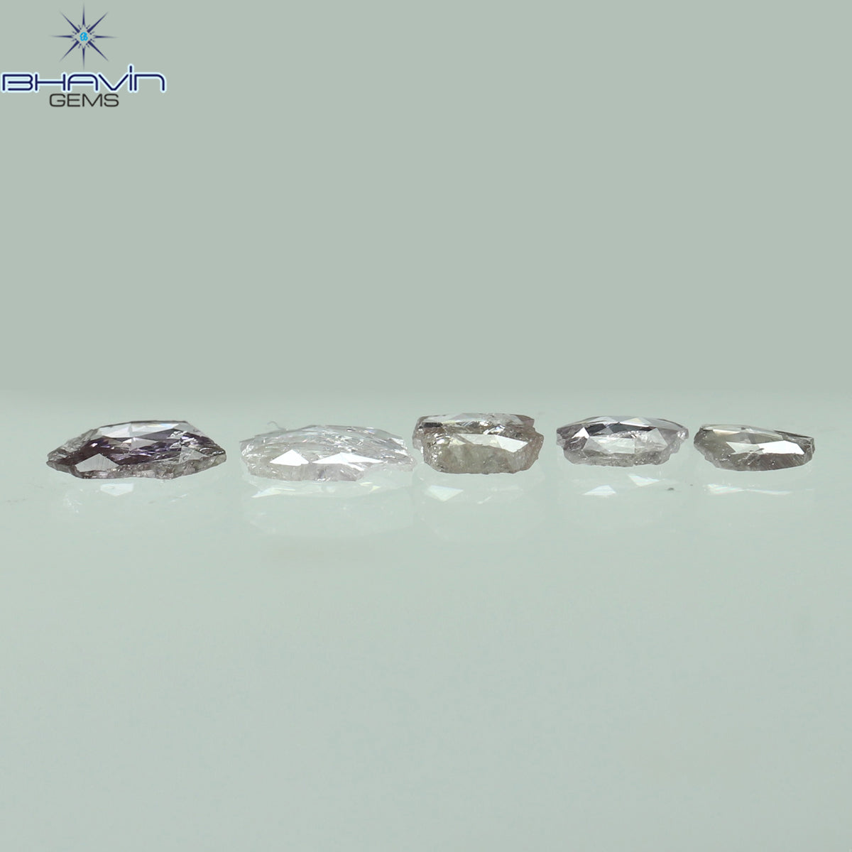 0.39 CT/5 ピース ローズカット ポルキ シェイプ ナチュラル ダイヤモンド ピンク カラー I2 クラリティ (4.84 MM)