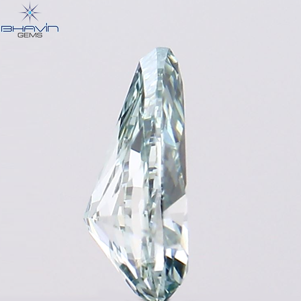 0.40 CT ペアシェイプ ナチュラル ダイヤモンド ブルーイッシュ グリーン カラー VS1 クラリティ (6.13 MM)