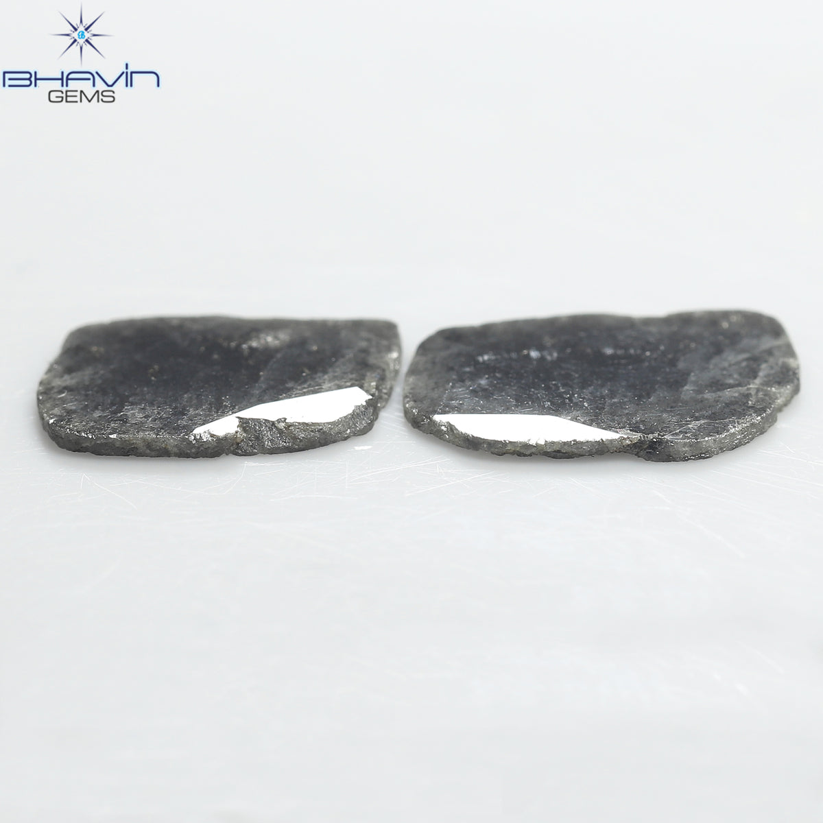 2.32 CT/2 ピース スライス ダイヤモンド ソルト アンド ペッパー カラー クラリティ I3 (12.50 MM)