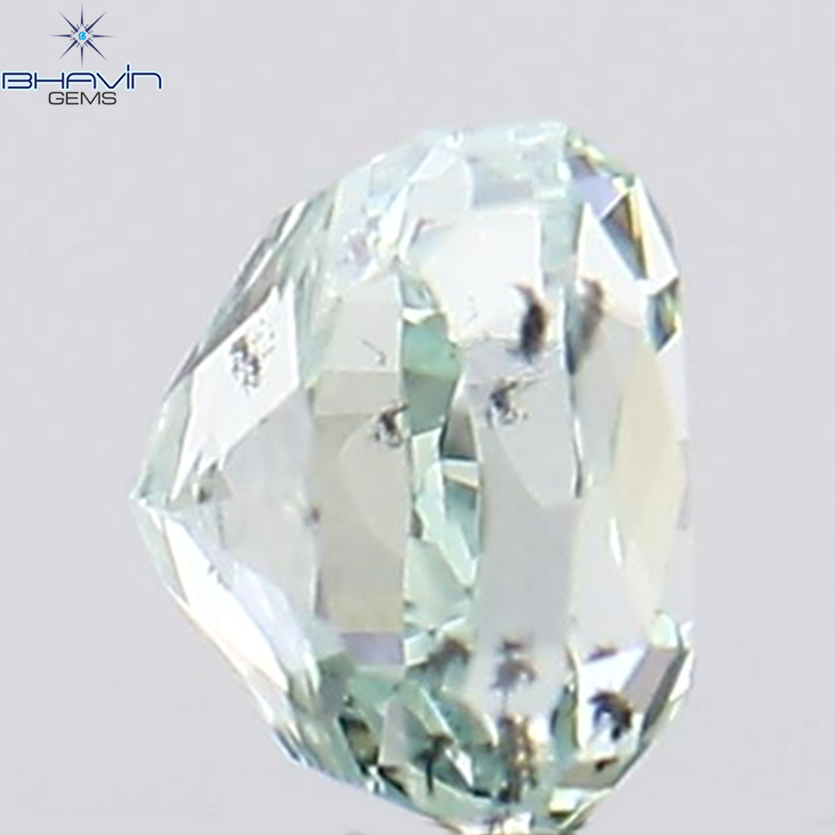 0.24 CT Natural Cushion Diamond Enhanced Bluish Green Color Clarity SI1 (3.18 MM)