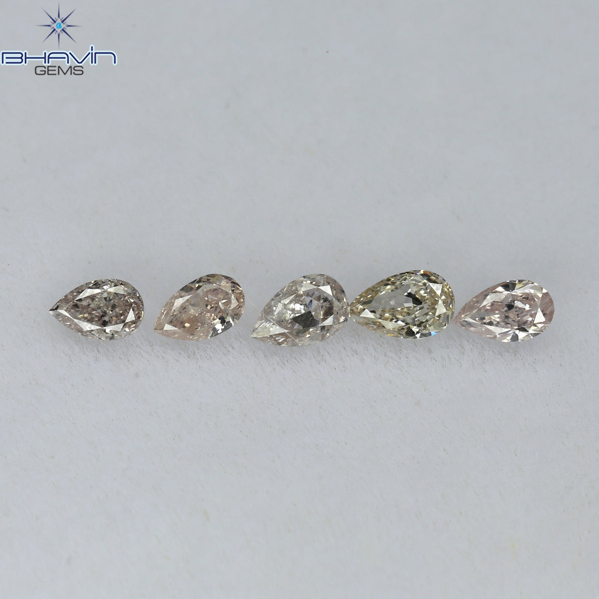 0.61 CT/6 ピース ペアシェイプ ナチュラル ダイヤモンド ミックス カラー VS2 クラリティ (3.97 MM)