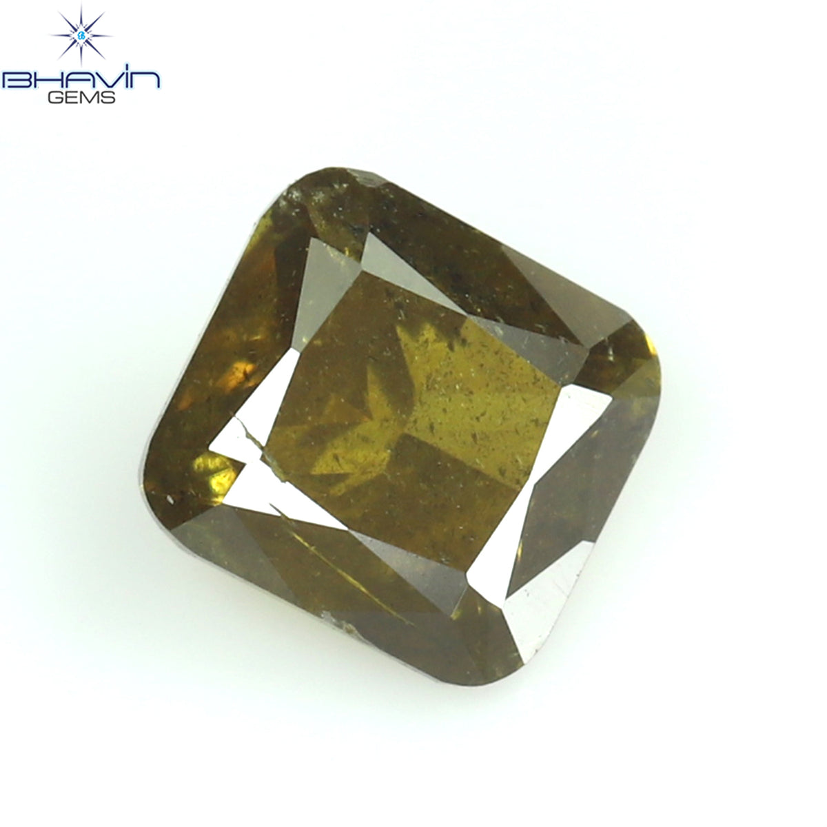 0.29 CT Natural Cushion Diamond Enhanced Green Yellow Color Clarity I1 (3.84 MM)