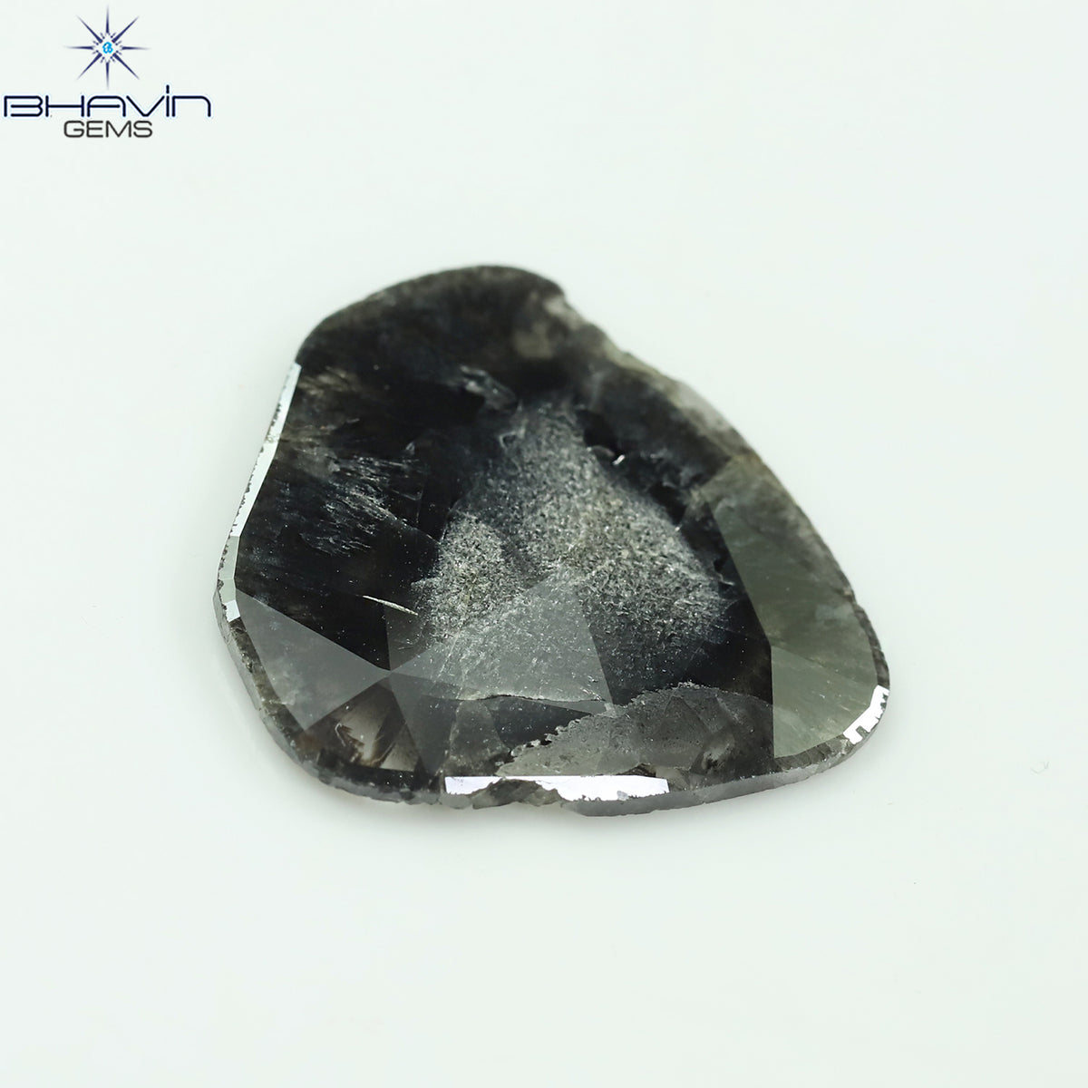5.96 CT スライス シェイプ ナチュラル ダイヤモンド ソルト アンド ペッパー カラー I3 クラリティ (19.75 MM)