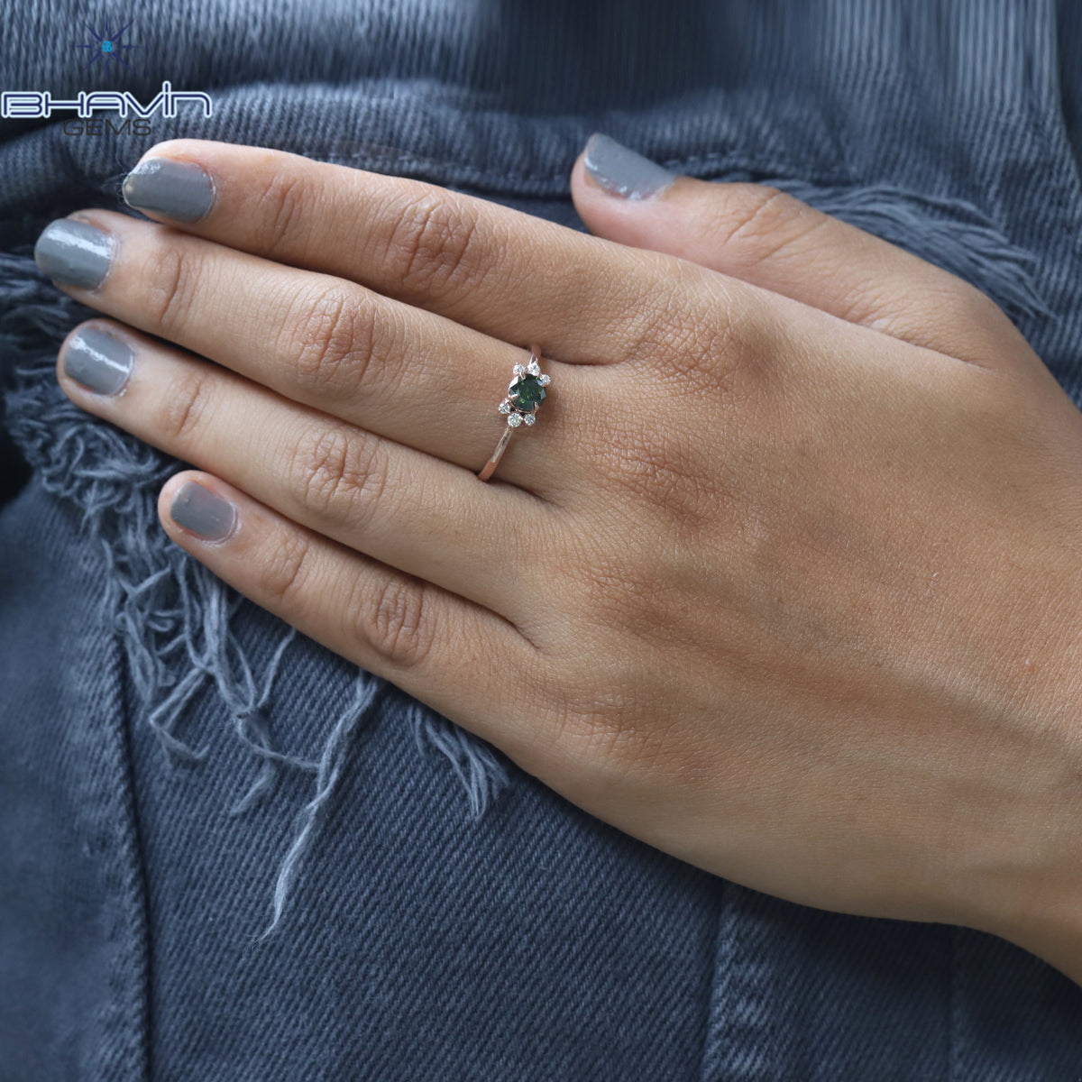 Gold Ring, Round Diamond, Green Diamond, Natural Diamond Ring, Engagement Ring, Wedding Ring, Diamond Ring